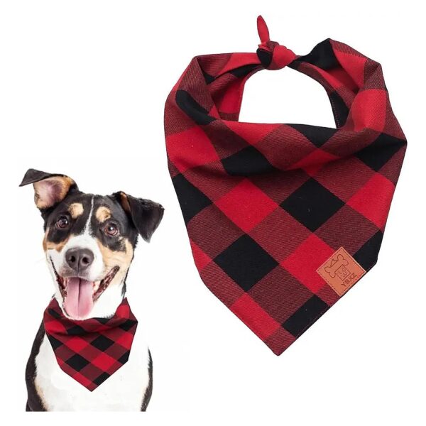 Unique Soft Buffalo Plaid Dog Bandanas for Small Medium Large Size Dogs and Cats