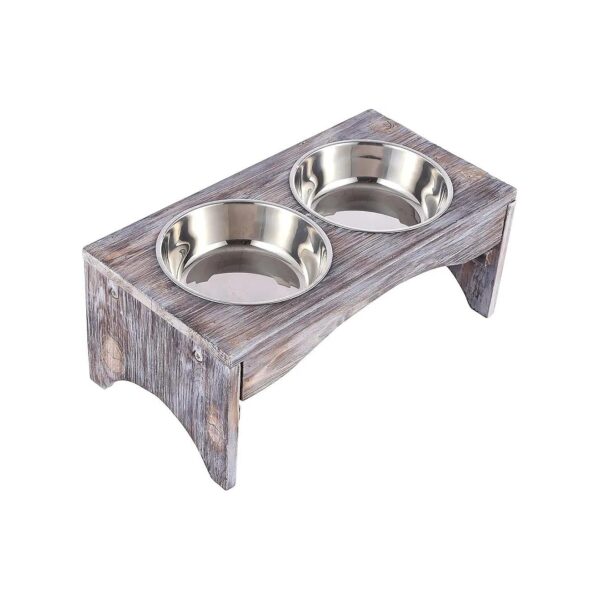 Unique Wooden Stand Dog Feeder with Stainless Steel Bowls for Large and Medium Dogs