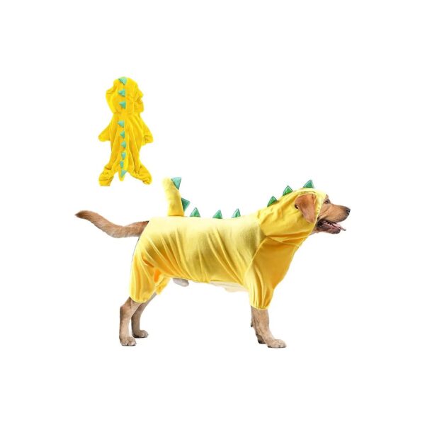 Unique Yellow Dinosaur Hoodie for Small Dogs featuring Dino Head