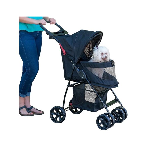 User-Friendly Pet Stroller with No-Zip Entry and Large Wheels