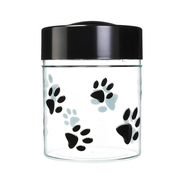 Vacuum Sealed Pet Food Storage Container with Black Cap, Clear Body, and 5 Liter Capacity