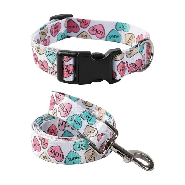 Valentine's Day Adjustable Dog Collar with Funny Hearts Printing for Small to Large Dogs