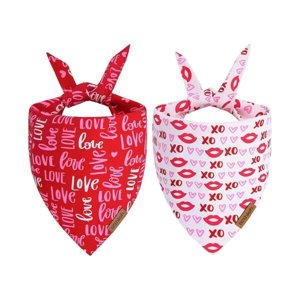 Valentine's Day Dog Bandanas Triangle Scarf for Medium and Large Dogs