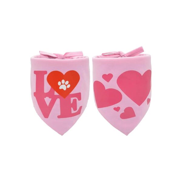 Valentine's Day Dog Bandanas with Heart and Love Design for Medium to Large Dogs