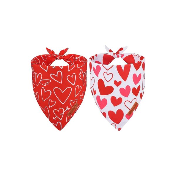 Valentine's Day Dog Scarves in Red Pink Heart Patterns for Large and Extra Large Dogs