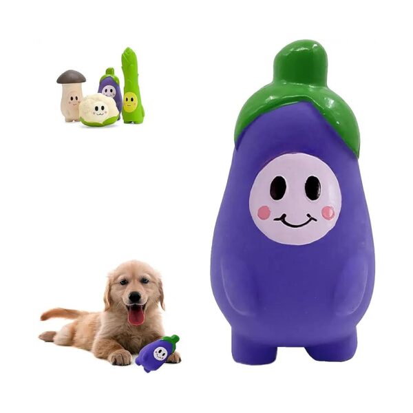 Vegetable Fetch Latex Dog Toys for Puppy Teething with Squeaky Fun and Soft Chew Texture