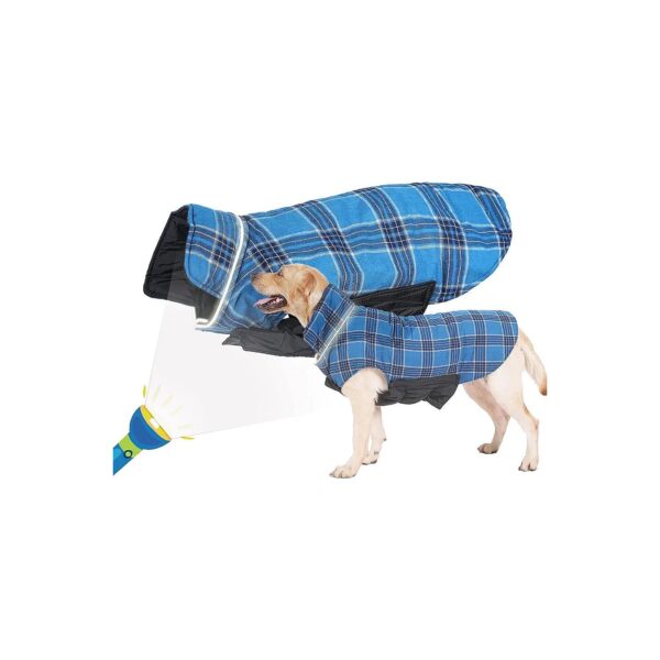 Velcro Closure Dog Winter Plaid Coat for Small to Medium-Sized Dogs