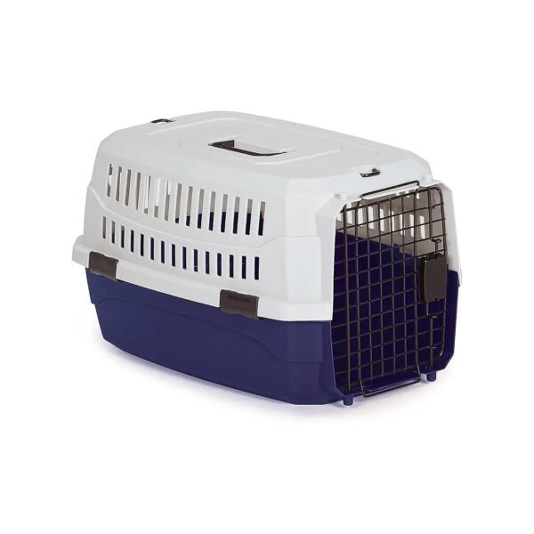 Ventilated Plastic Crate with Carrying Handle and Security Latches Blue