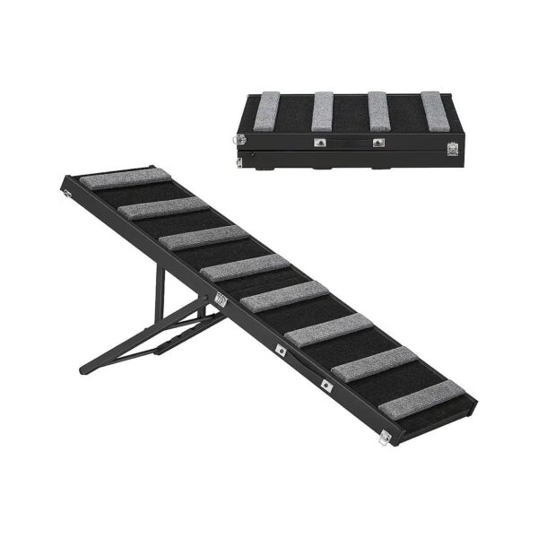 Versatile Adjustable Pet Ramp for Large Small Dogs Black Gray