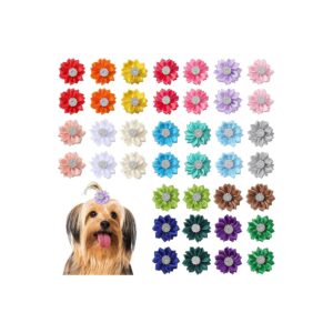 Versatile Dog Hair Accessories with 40 Pcs Flower Hair Bows for All Hair Types