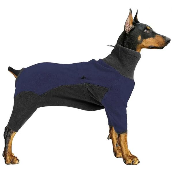 Warm Fleece Dog Coat for Medium Large Dogs with Windproof Turtleneck and Four Legs