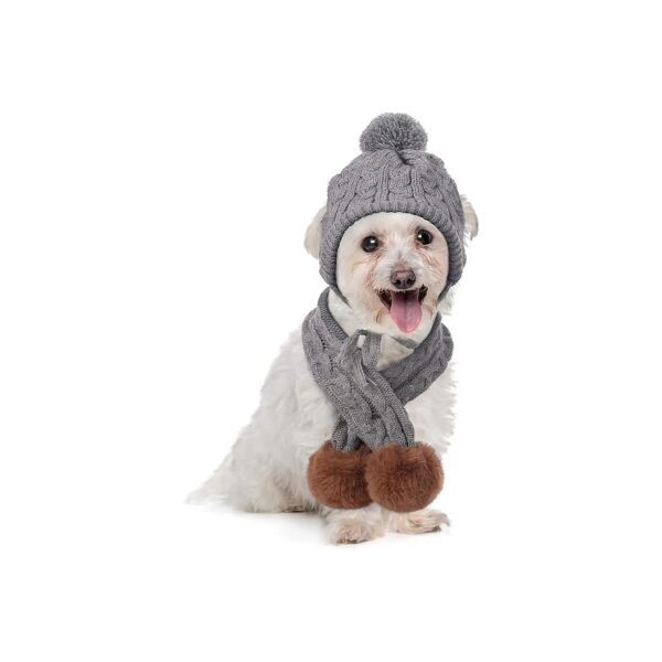 Warm Knitting Dog Hat and Scarf Set for Small and Medium Dogs Puppies