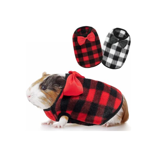 Warm Plaid Guinea Pig Clothes for Small Animals Under 1lb or 2-3 Pounds Winter Fall