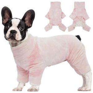 Warm Tie Dye Fleece Dog Coat for Small Medium Dogs with Furry Collar