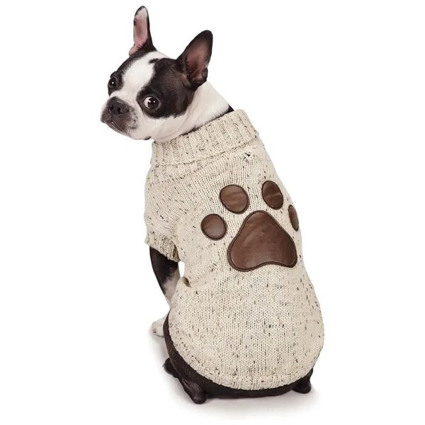 Warm and Cozy Acrylic Sweater with Pawprint Appliqu for Small Dogs