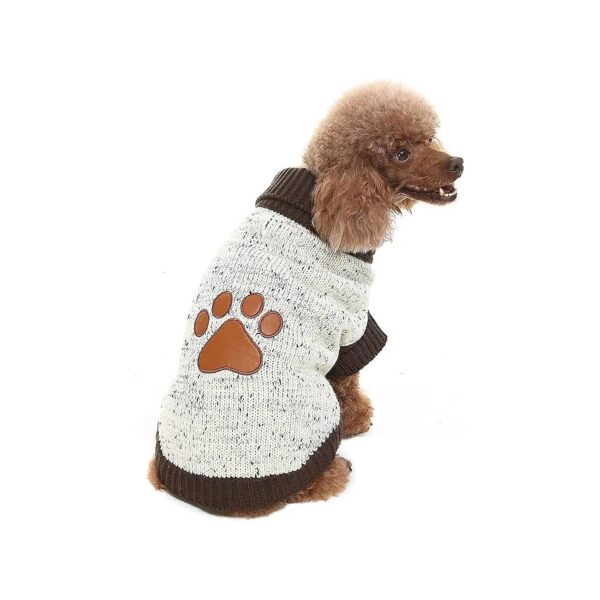 Warm and Cozy Brown Bone Patterned Turtle Neck Dog Sweater for Small Medium Large Dogs