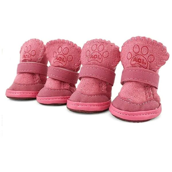 Warm and Safe Dog Shoes for Winter, Pink, 2#, Cotton and Rubber Combo