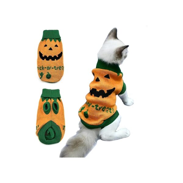 Warm and Soft Knitwear Costume for Small Dogs and Cats with Fall Halloween Pattern