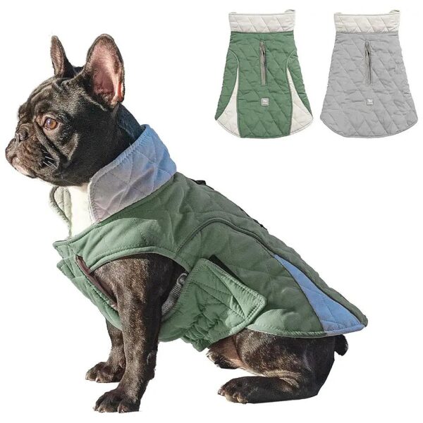 Warm and Water-Repellent Dog Winter Coat with Reflective Strips and Adjustable Closures