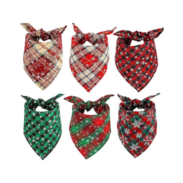 Washable Cotton Dog Bandanas 6 Pack Christmas Pet Accessory Dog Scarf for Dogs and Cats