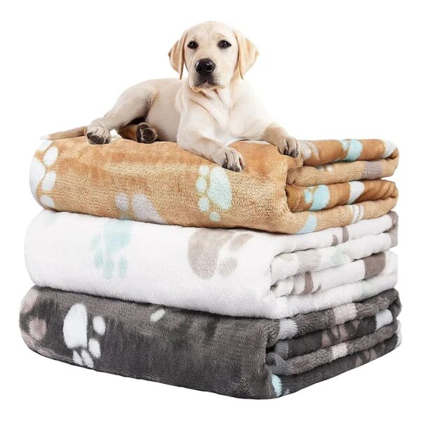 Washable Pet Blanket 3 Pack Dog Cat Blanket 41x31 Inches Soft Fleece Flannel Throw Covers