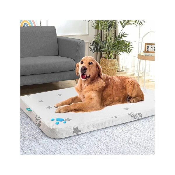 Washable Waterproof Dog Bed with Memory Foam and Zippered Removable Cover in Light Grey