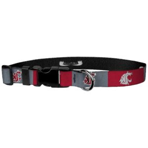 Washington State University Cougars Pet Collar Adjustable Durable Red Gray Box Logo