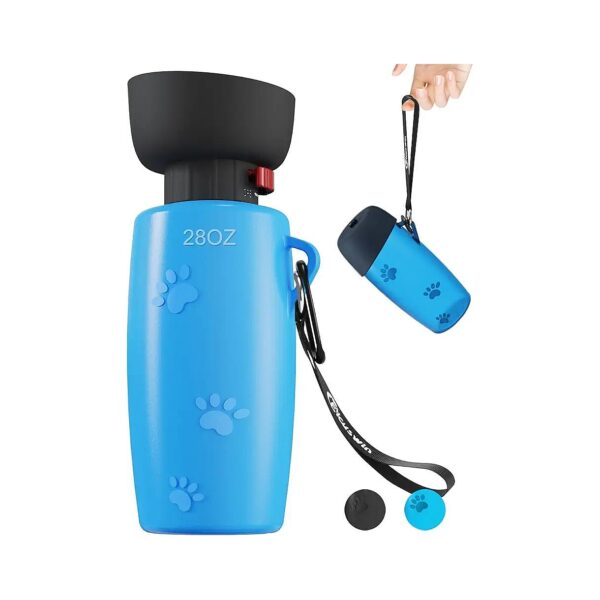 Water Bottle Dispenser for Puppy Walks and Hiking with Bowl Cap