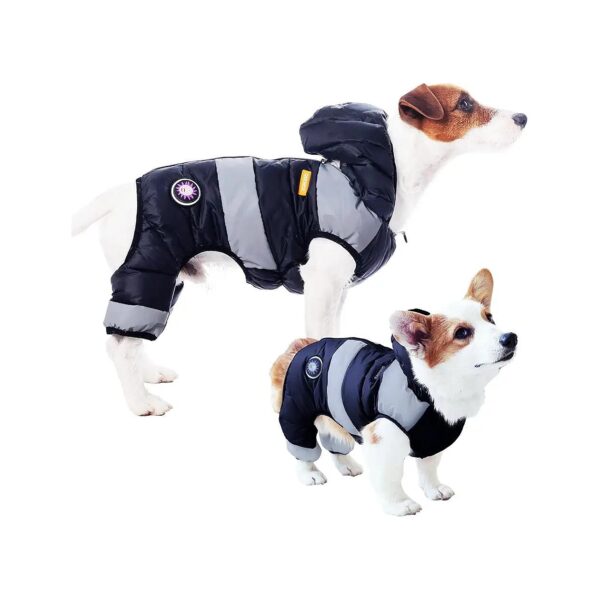 Water-Resistant Down Filled Dog Coat with Hat and Four Legs in Space Style Medium