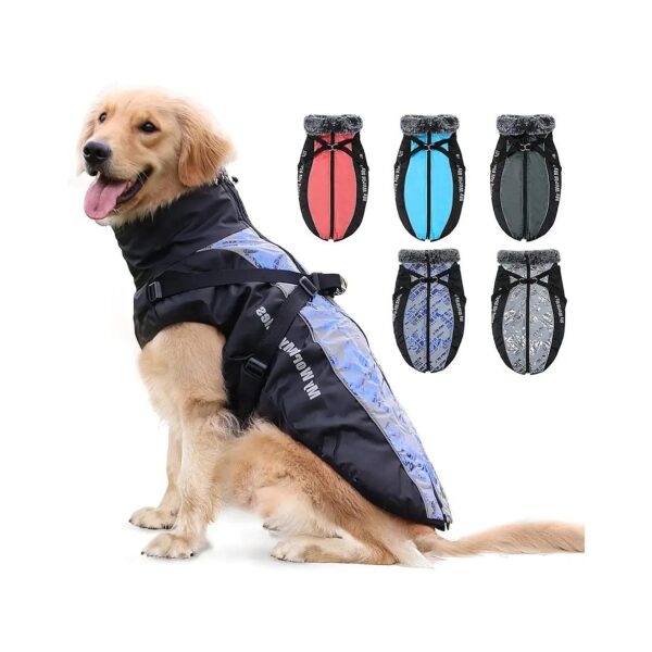 Water-Resistant Winter Dog Coat with Reflective Stripes for Small Medium Large Dogs