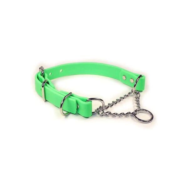 Waterproof Adjustable Dog Collar XL 22-26 Green Stainless Steel Chain Training