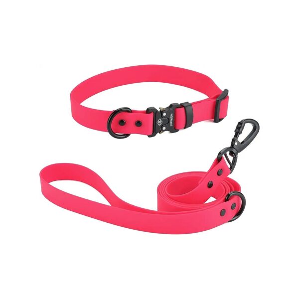 Waterproof Adjustable Dog Collar and Leash Set for Large Dogs with Quick Release Buckle