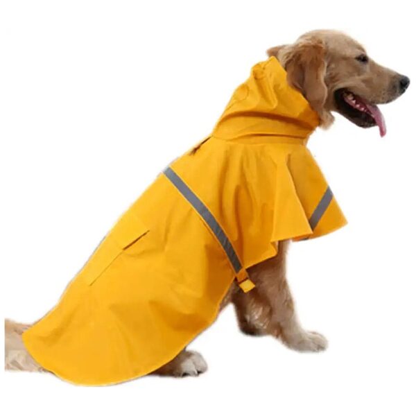 Waterproof Adjustable Raincoat for Medium Large Dogs with Reflective Hood