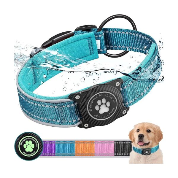 Waterproof Airtag Dog Collar with Integrated Holder for Small to Large Dogs