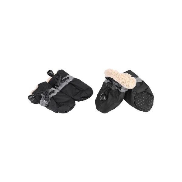 Waterproof Anti-Slip Dog Paw Shoes with Reflective Straps for Safe Walking Black #4