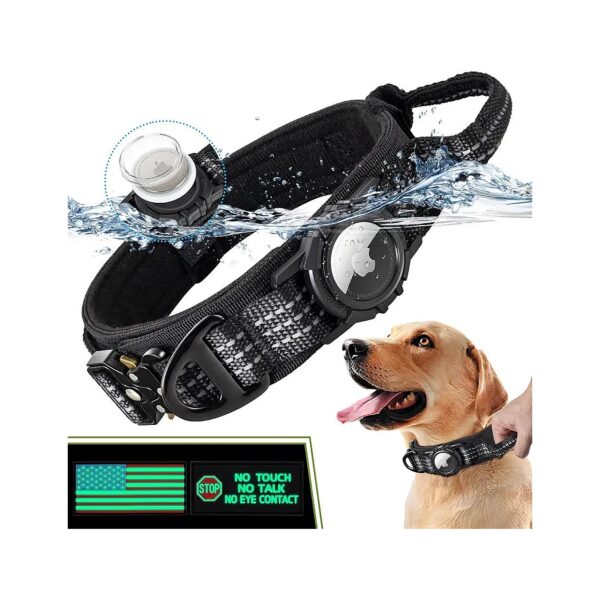 Waterproof Apple Airtag Dog Collar with Durable 1000D Nylon and Safety Cobra Buckle