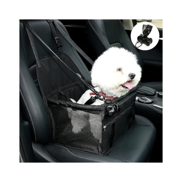 Waterproof Black Dog Car Seat Booster Seat with Adjustable Strap and Non Slip Carrier