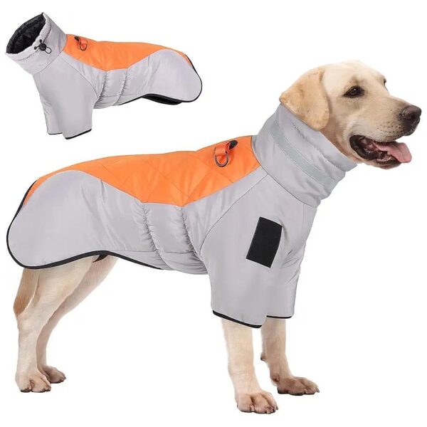 Waterproof Cold Weather Dog Coat with Reflective High Collar for Medium Large Dogs