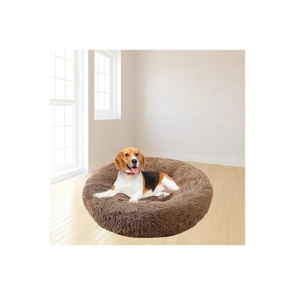 Waterproof Cozy Donut Dog Bed for Large Dogs with Fluffy Faux Fur Plush