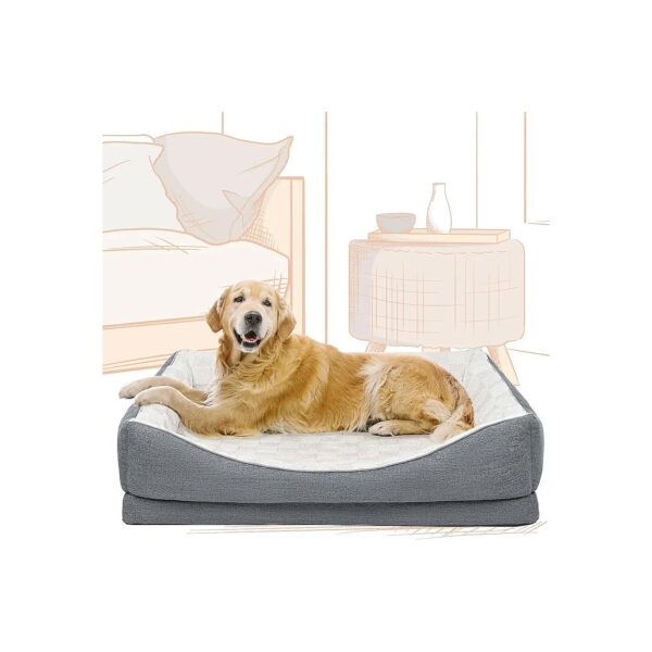 Waterproof Dog Bed with Orthopedic Foam and Natural Fur Cover for Small to Large Breeds