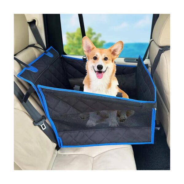 Waterproof Dog Car Seat Cover with Storage and Flap for Medium Dogs