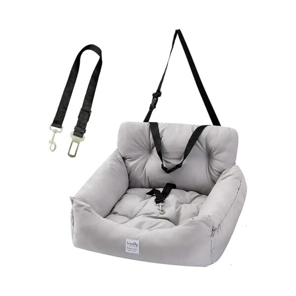 Waterproof Dog Car Seat with Storage Pocket and Adjustable Strap for Cats and Small Dogs