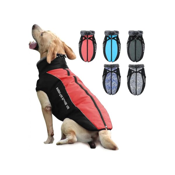 Waterproof Dog Clothes for Medium Dogs with Reflective Strips and Furry Collar