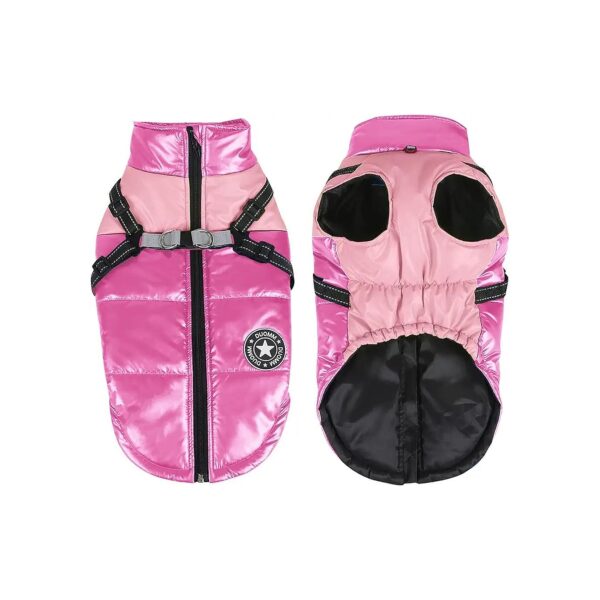 Waterproof Dog Coats for Cold Weather - Zip Up Pet Jacket with Harness and D-Ring