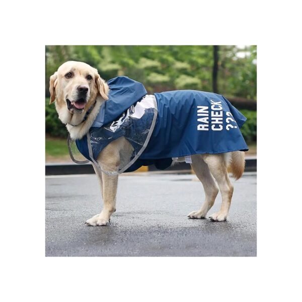 Waterproof Dog Poncho Raincoat for Medium Large Dogs X-Large Blue Reflective Stripe