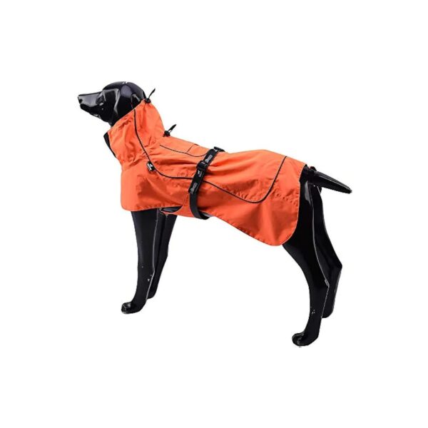 Waterproof Dog Raincoat Small Orange Reflective Adjustable Nylon Comfort