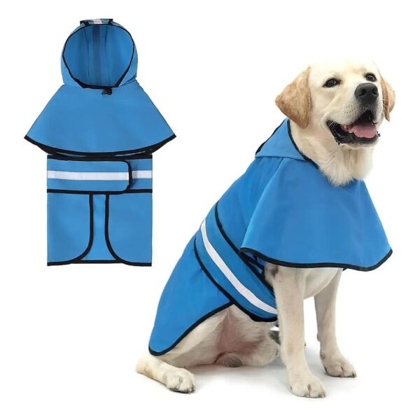 Waterproof Dog Raincoat for Large Breeds with Reflective Straps and Adjustable Fit