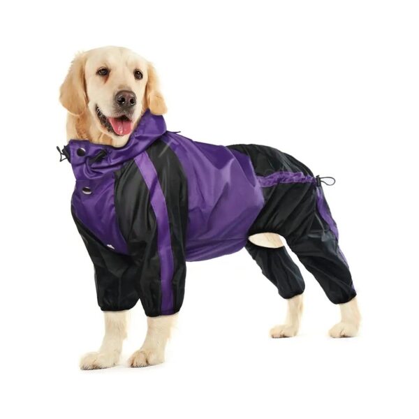 Waterproof Dog Raincoat for Large Dogs with Hood and Adjustable Straps