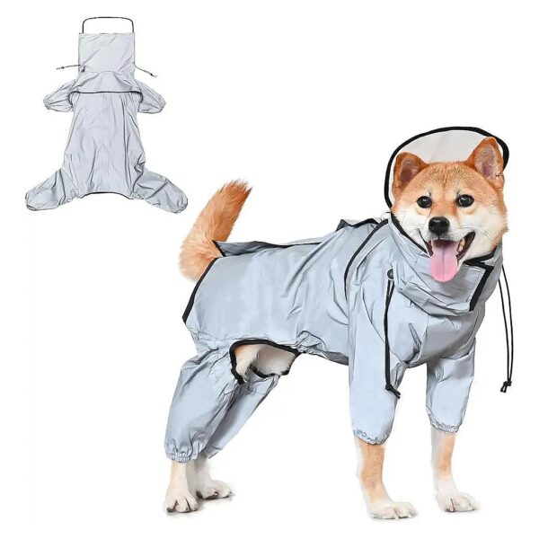 Waterproof Dog Raincoat with Adjusting Sleeve Cuffs and Reflective Strips for Puppies