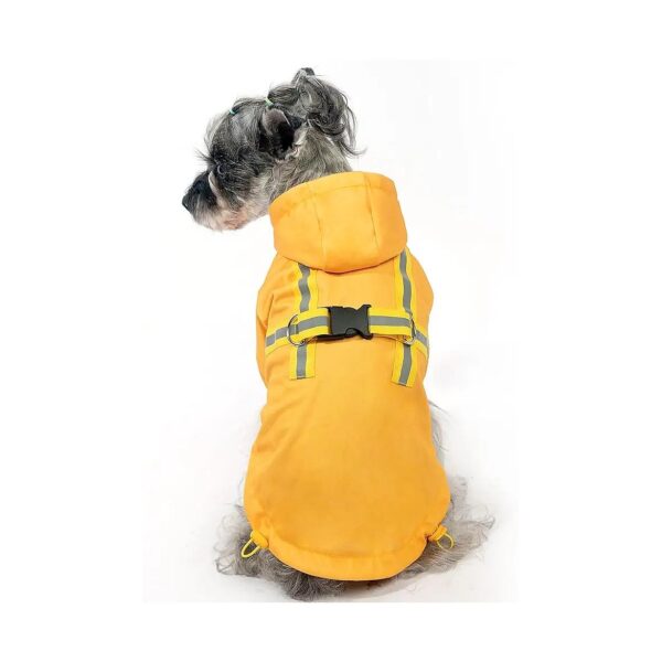 Waterproof Dog Raincoat with Hood and Harness for Small to Medium Dogs in Yellow